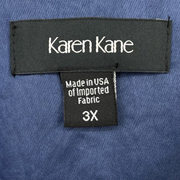 Karen Kane Satin Button Front Shirt Womens Plus Size 3X Indigo Blue V Neck - Picture 6 of 7